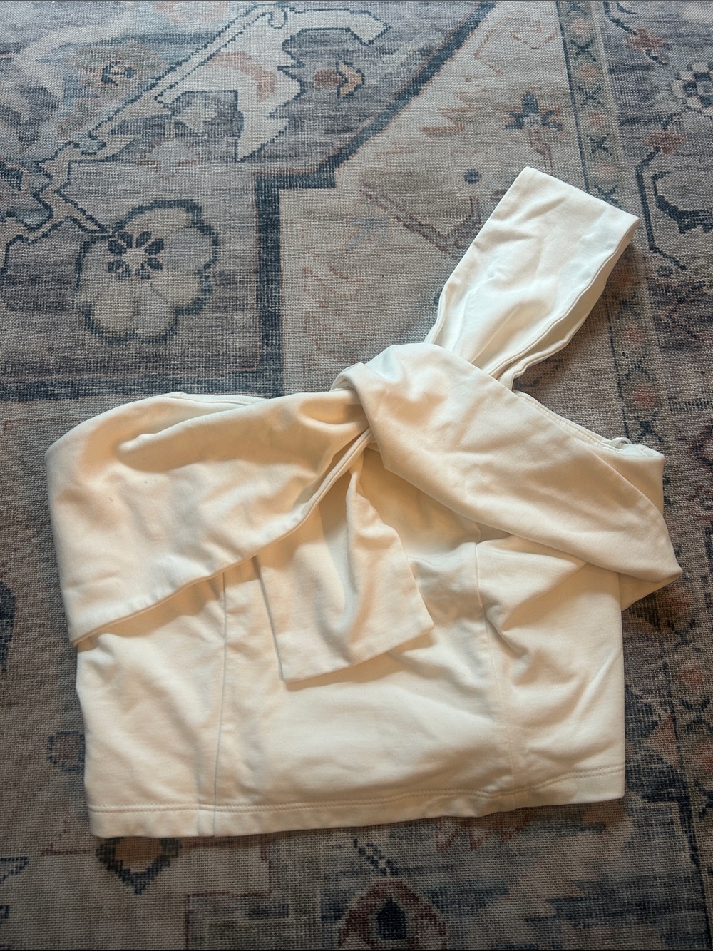 Banana Republic Cream One-Shoulder Knot Crop Top